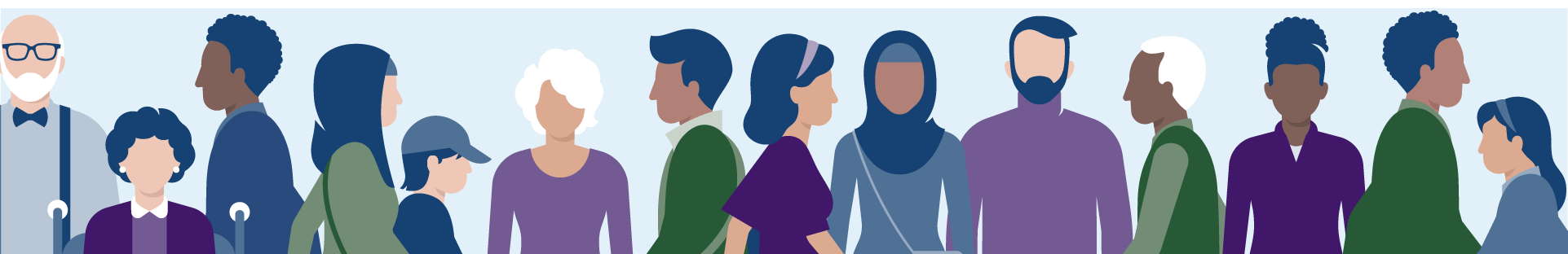 Headerafbeelding diversiteit: een diverse groep mensen in een professionele omgeving